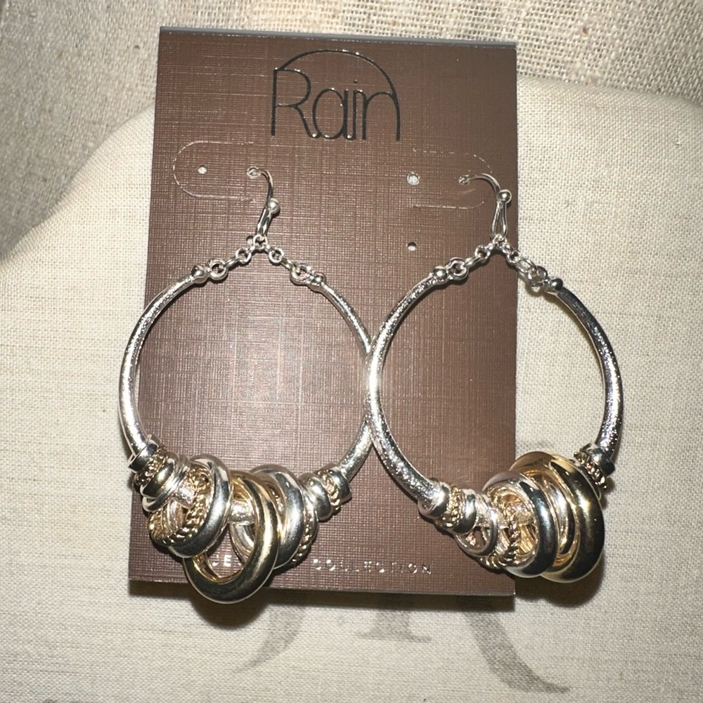 BRAND NEW - Gold & Silver Dangly Hoops BY Rain